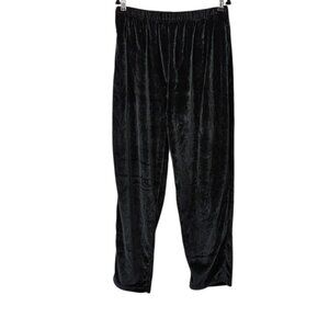 Roaman's New Velvet Velour Straight Leg High Waist Black Pull On Pocket Pants
